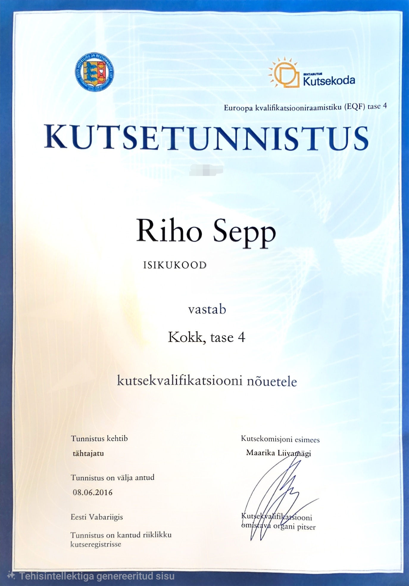 Koka lõputunnistus